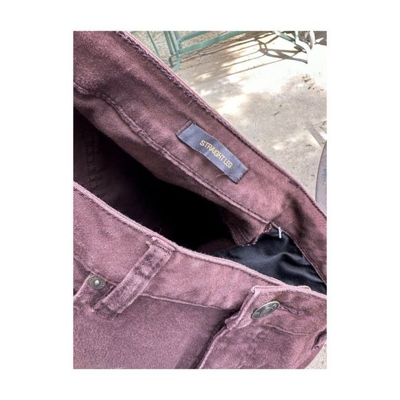 90s Jag Denim Jeans Bergundy Straight Leg High Waist Boot Cut Sz 14 - Picture 6 of 8